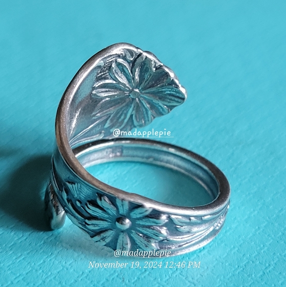 Vintage Sterling Silver Spoon Ring Butterfly Luxury Designer Celeb #136 - Picture 6 of 12